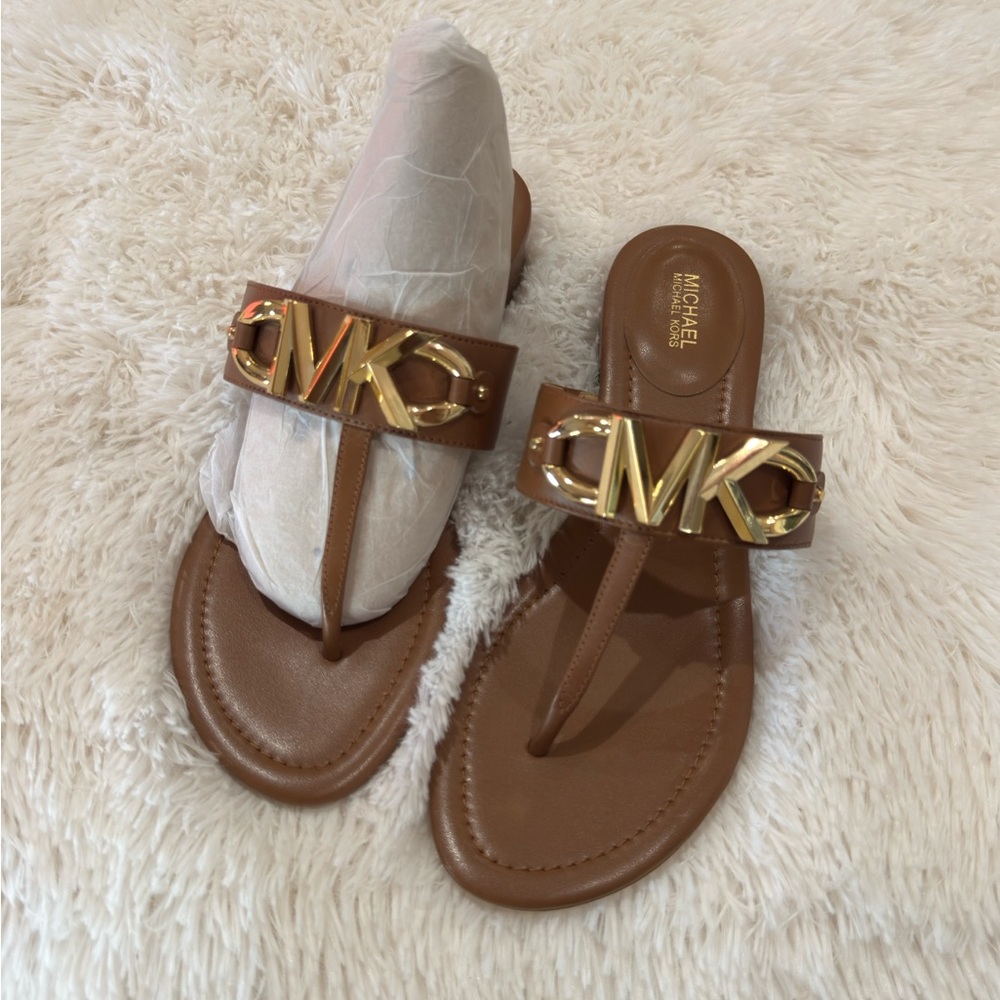 Michael Kors Gold and Brown Sandals